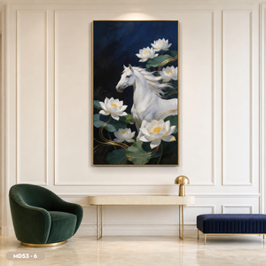 Peinture sur miroir de chevaux au galop traditionnels de haute qualité, peinte à la main, décoration murale encadrée, cadeau fabriqué au Vietnam - Product Image 2