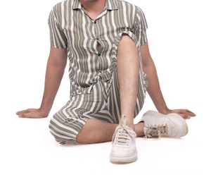 Striped Cotton Bamboo Fiber Short Sleeve Shirt <b>Pants</b> Set Turn-<b>Down</b> Collar Regular Fit Breathable Casual Spring Summer Unisex - Product Image 2