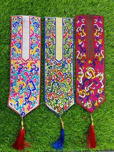 Luxury Floral Jacquard Neckpatch Woven Neckline <b>Applique</b> For Kurti Ethnic Wear National Dress Textile Supplier Wholesale - Product Image 2