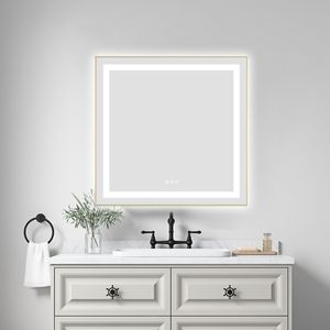 Specchio LED da Bagno 30x30 Pollici con Illuminazione Frontale e Posteriore, Montaggio a Parete, Cornice in Alluminio, Antiappannamento, Memoria, 3 Anni di Garanzia - Product Image 1