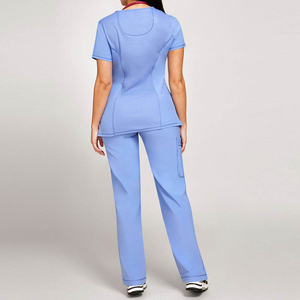 Ensemble de blouses médicales pour femmes, haut avec poches et pantalon assorti, uniformes d'hôpital pour infirmières, tissu polyester tissé - Product Image 3