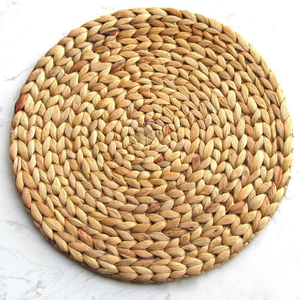 Hot Selling Wholesale Custom Natural Material coaster Vietnam Boho Hand Made Round Water Hyacinth Woven <b>Table</b> Decor <b>Placemats</b> - Product Image 6