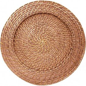 Assiette de présentation en rotin tressé, tressée à la main, naturelle, ronde, rustique et élégante, pour la mise en table de mariage, vente en gros - Product Image 6