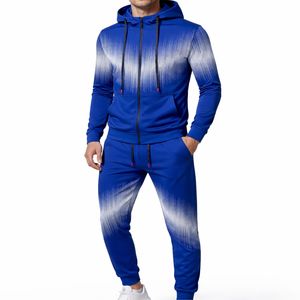 Conjunto Deportivo para Hombre, Sudadera con Capucha y Cierre de Cremallera, Pantalones Deportivos, Color Sólido Degradado, Personalizable con Cordón Ajustable, Cómodo - Product Image 5