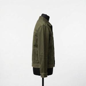 Comfortable Stylish Winter Hooded Denim <b>Jacket</b> for <b>Men</b> Streetwear Casual Outerwear Modern Fit Stand Collar Front 100% Cotton - Product Image 2