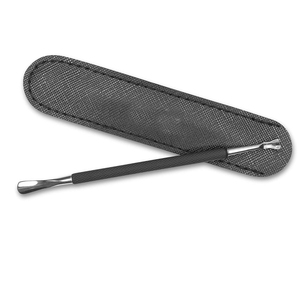 2026 Durable Customized Made Premium Stainless Steel Cuticle Nail Pusher With Textured Black Handle and Protective Pouch - Product Image 1