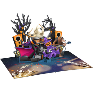 Carte de vœux 3D pop personnalisée sur le thème du rock pour Halloween, en origami fait main, amusante, avec impression numérique et enveloppe, vente en gros - Product Image 4