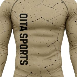 Camiseta de Compresión de Manga Larga Color Caqui con Estampado de Constelaciones, para Entrenamiento Atlético, Gimnasio, Ejercicio, Sublimada, de Secado Rápido, Ropa Deportiva - Product Image 6