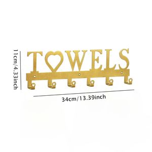 CIFbuy 1pc Premium Wood and Metal Wall Mounted Towel <b>Hook</b> Simple Punch Installation 6 <b>Hook</b> Space Saving for <b>Bathroom</b> Kit - Product Image 2
