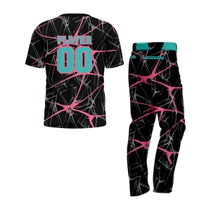 Custom Softball Uniform Set Sublimated Jersey Pants Breathable Quick Dry <b>Athletic</b> Team Wear Design Black Pink Front 100% - Product Image 2