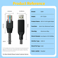 Kabel Adaptor Ethernet USB C ke RJ45 Sudut Kanan Aluminium 150cm 1000Mbps Gigabit Jaringan LAN Berkabel untuk Laptop Tablet