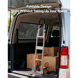 Carrello Pieghevole in Lega di Alluminio con Manico Telescopico, Capacità di Carico 150 Kg, 6 Ruote da 2 Pollici, Rampe di Carico e Piattaforme - Product Image 4