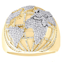 Bague de championnat en argent 925 avec carte du monde, personnalisée, entièrement sertie de moissanite, style hip-hop pour homme, avec globe bombé, bague de rappeur entièrement pavée