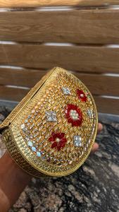 Handmade Beaded Clutch <b>Purse</b> With <b>Green</b> Gemstone Embellishment Gold Chain Strap Fashion Designer Mosaic Handbag For Women Party - Product Image 6