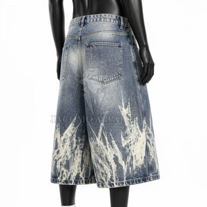 Jean short en coton uni pour homme, coupe droite décontractée, fermeture boutonnée et zippée, idéal pour l'été et les activités quotidiennes décontractées - Product Image 4