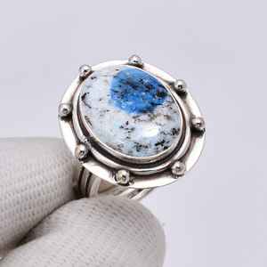 Bague K2 en azurite bleue, argent sterling 925, faite à la main, ajustable, bijou en pierre précieuse, bague de luxe - Product Image 2