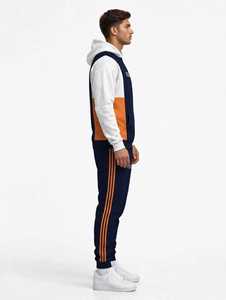 Men's Solid Lightweight Hooded Tracksuit Set Navy <b>White</b> Orange Casual Autumn <b>Sweatshirt</b> Sweatpants Two Piece Outfit - Product Image 5