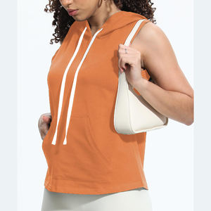 Débardeur à capuche sport pour femme, séchage rapide, respirant, en tissu tricoté, pour entraînement fitness en extérieur, course à pied et yoga - Product Image 5