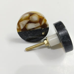 Bouton de porte en terrazzo brun noir personnalisé poignée en résine pour armoires de cuisine et armoires Design noir - Product Image 1