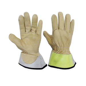 Leather Safety <b>Gloves</b> With Reflective Stripe Wrist Length <b>Thermal</b> Driver <b>Gloves</b> - Product Image 4