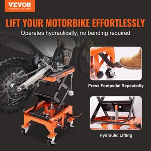 Forbici idrauliche per moto tavolo sollevatore 350 lb capacità Jack Stand ampio ponte J-ganci 4 ruote per moto ATV Dirt bike moto - Product Image 2