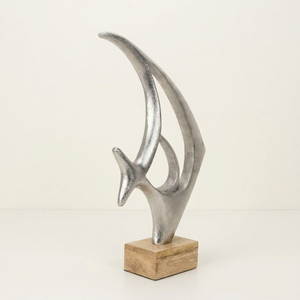 Escultura Moderna Abstracta de Hongo Plateado, Estatua de Aluminio Metálico de Lujo para Decoración Contemporánea de Sala de Estar y Vestíbulo de Hotel - Product Image 6