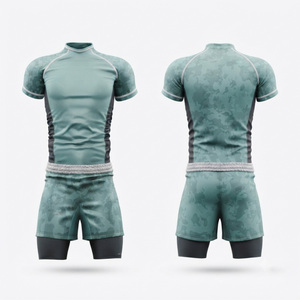 Men Camouflage <b>Compression</b> Jersey Short Sleeve Rash Guard Stand Collar Moisture Wicking Fitted Soccer Apparel Elastic Waist - Product Image 6