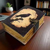 Nouveau carnet en cuir vintage Raven - Cahier gothique Dark Academia avec papier vintage fait main pour croquis