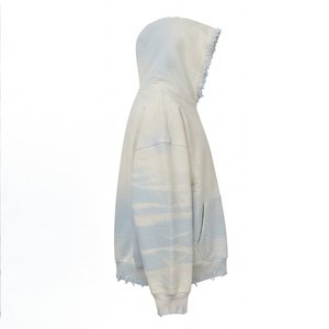 Sweat-shirt à capuche tie-dye personnalisé pour femme, très vendu, avec logo, coupe oversize, fermeture éclair, poches avant, en coton tricoté, automne/hiver - Product Image 4