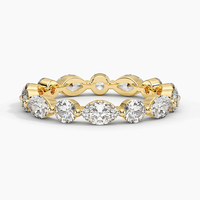 Bague éternelle en argent 925 plaqué or avec moissanite taille marquise, alliance de mariage superposable, cadeau d'anniversaire de luxe, bijoux raffinés