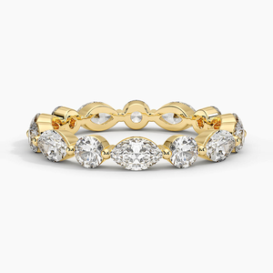 Bague éternelle en argent 925 plaqué or avec moissanite taille marquise, alliance de mariage superposable, cadeau d'anniversaire de luxe, bijoux raffinés - Product Image 3