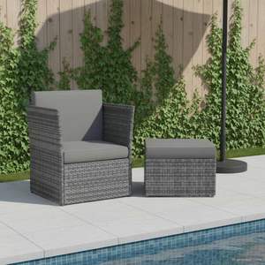 Chaise de patio moyenne en acier thermolaqué anthracite avec rotin PE, chaises de jardin - Product Image 1