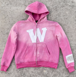 Sweat-shirts unisexes vintage streetwear avec logo brodé personnalisé, effet délavé à l'acide, fermeture éclair, 100% coton molletonné - Product Image 4