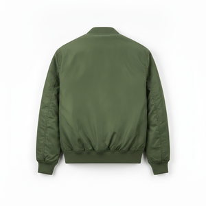 Chaqueta Bomber Verde Oliva para Hombre con Cierre de Cremallera, Cuello Alto, Estilo Casual para Otoño, Corte Regular, Material de Poliéster - Product Image 2
