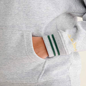 Sweat à capuche en molleton gris chiné coton-polyester avec logo personnalisé, fabricant OEM ODM, fournisseur, usine, vente en gros, unisexe - Product Image 5