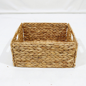 Modern Large <b>Rectangular</b> Water Hyacinth Storage <b>Basket</b> with Built-in Handles Eco-Friendly Multi-Purpose Design - Product Image 5