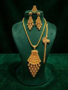Ensemble de bijoux pour femmes, fait main, plaqué or 24 carats, cuivre, laiton, 4 pièces, créations Naykk, élégant, à porter tous les jours, fiançailles, anniversaire - Product Image 3