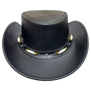 Sombreros de Vaquero de Cuero Vintage para Hombre y Mujer, Sombrero Rojo y Negro Estilo Western, Cuero Crazy Horse - Product Image 2