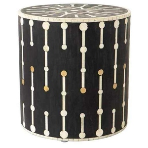 Designer Mother of Pearl <b>Stool</b> Handmade Inlay Furniture Accent <b>Stool</b> for Home Decor and Luxury Interiors - Product Image 4