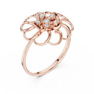 Pendientes de Diamantes en Oro de 14K y Oro Rosa con Diseño Floral de Lujo Certificado por IGI para Uso Diario, desde India - Product Image 3