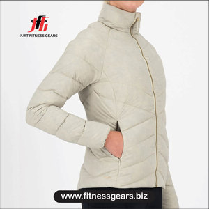 Women's <b>quilted</b> puffer jacket Winter solid color polyester Polyester <b>wadding</b> stand collar Full sleeve puffer coat - Product Image 3