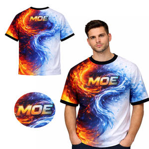 Camiseta Casual Personalizada al por Mayor para Hombre, con Estampado Gráfico, Cuello de Canalé en Contraste, Corte Regular, OEM, Marca Privada, Venta al por Mayor - Product Image 1