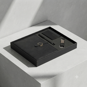 Set de Regalo Premium para Cuaderno Ejecutivo Negro con Botón de Estilo Antiguo y Correa de Esponja en Ambos Lados, con Hebilla Hexagonal, Diario, Bolígrafo, Tarjetero y Llavero - Product Image 5