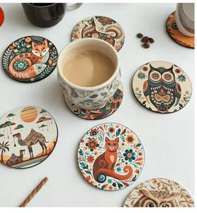 Premium Decorative MDF Enamel <b>Coaster</b> <b>Set</b> With Heat Resistant Design For Everyday Beverage Serving Accessories - Product Image 1