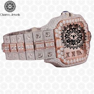 Reloj de Lujo para Hombre Charm Jewels, Caja de Acero Inoxidable, Bisel con Diamantes, Movimiento Mecánico Analógico, Cierre Oculto con Botón, Esfera de 40 mm - Product Image 3