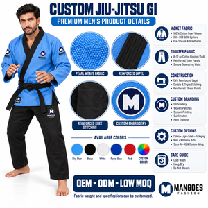 Kimono de Jiu-Jitsu personnalisé, uniforme BJJ, imprimé en sérigraphie, coton tissé perlé, léger, respirant, antibactérien, unisexe, compétition - Product Image 6