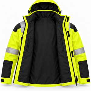Veste de travail haute visibilité réfléchissante pour homme, imperméable, coupe-vent, avec capuche, uniforme industriel et extérieur - Product Image 6