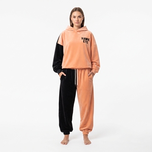 Conjunto Deportivo de Dos Piezas para Mujer, Sudadera Holgada con Bloques de Color en Terciopelo y Pantalones Deportivos con Bolsillos Laterales - Product Image 3