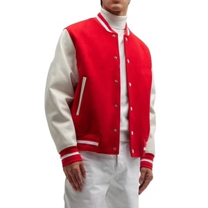 Hot Sale Men's Wool Body <b>Leather</b> Sleeve Varsity <b>Jacket</b> with Stand Collar Custom Made Embroidery Logo <b>Jacket</b> for <b>Winter</b> Season - Product Image 3