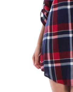 Vestido Camisero Personalizado para Mujer, a Cuadros Rojos y Azul Marino, Manga Larga, con Botones, Estilo Casual, Túnica Holgada de Franela para Otoño e Invierno - Product Image 5